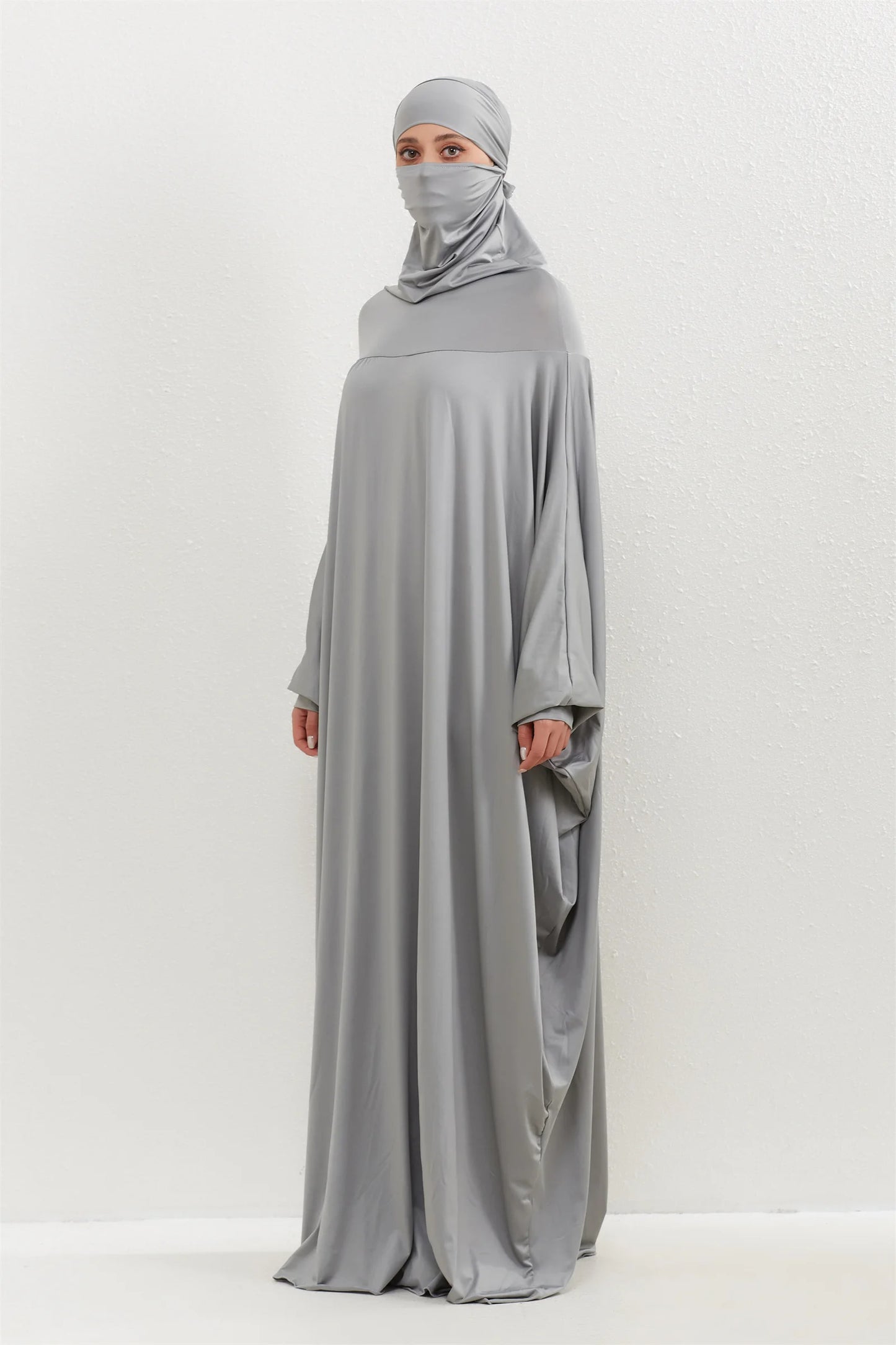 Muslim Abayas Hijab Hooded Smocking Sleeve One-piece Prayer Dress Women Jilbabs Kaftans Islamic Dubai Saudi Robe Turkish Modesty.