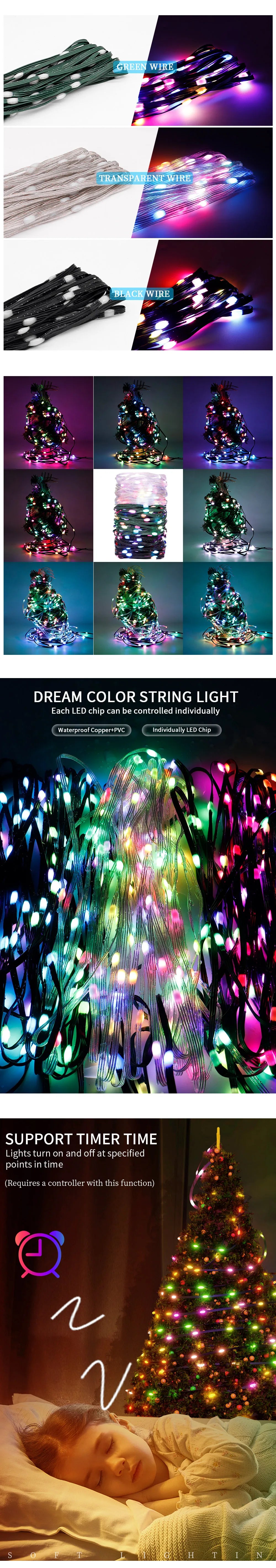 DC5V Adressierbare WS2812B LED String Transport Grün Schwarz Draht WS2812 3PIN Draht RGB Streifen Weihnachten Lichter Wasserdichte Dekor.
