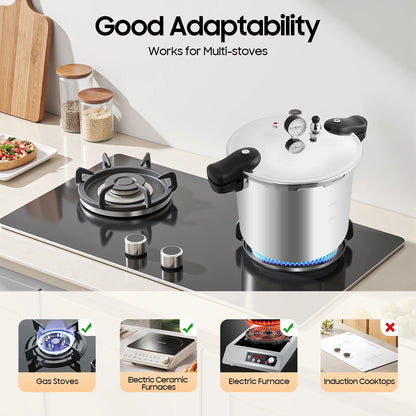 22L Thickened Explosion-proof Pressure cooker Polished Process with Pressure Gauge and Safety Valve.