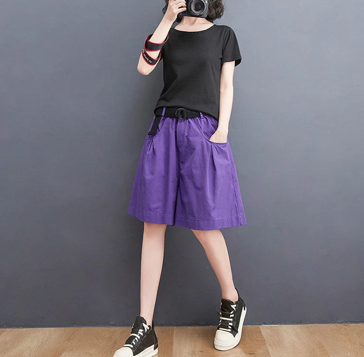 Women's Shorts Half Baggy Mid Length Wide Black Female Short Pants Loose Bermuda Knee Low Price Classic Harajuku Fashion New In.