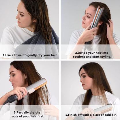 Professional 2 IN 1 Hair Straightener Hair Dryer Heat-Up Hair Flat Iron Negative Ion Iron Long-Lasting Styling Tool wet and dry