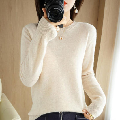 2025 frauen Pullover Frühling Herbst Lange Hülse O-ansatz Pullover Warme Bodenbildung Shirts Koreanische Mode Pullover Strickwaren Weiche Jumper