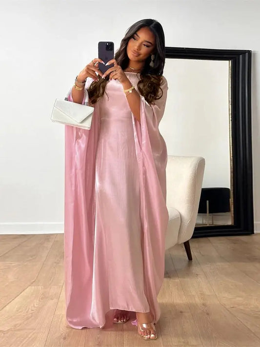 ramadan Eid Abayas For Women Modest Fashion Shimmer Batwing Satin Abaya Dubai Luxury 2024 Muslim Kaftan Dress Kebaya Vestidos.