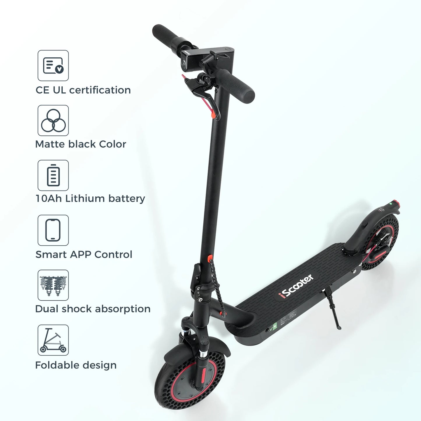 ISCOOTER I9 MAX Adult Electric Scooter 500W motor E-Scooter 36V10AH 10" Honeycomb Solid Tires Foldable EScooter.