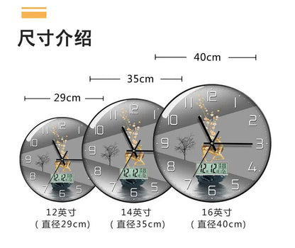 Wanduhr, Wohnzimmer mit Kalender, Zuhause, modisch, einfach, modern, Wanduhr, 2023, neuer Stil, stumm, Licht, Luxus
