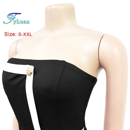 Elegant Sleeveless Wrap Chest Women's Button Strapless Irregular Jumpsuits 2025 One PieceWide Leg Outfits Night Club Streetwear.