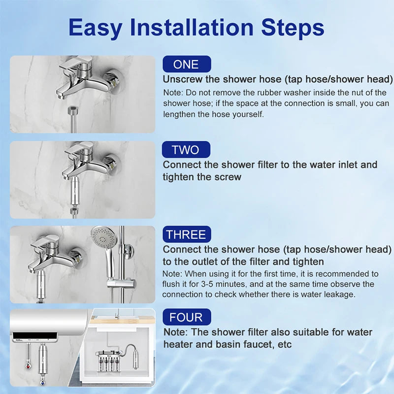 Wheelton SPA Bathing Remove Chlorine Water Filter Purifier Shower Filtration Soft Water Attach Extra 3 Cartridges.