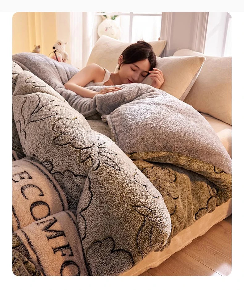 Lamb fleece  - et winter super warm quilt autumn spring bedding milk fleece comforter 5kg thickened dormitory single double.