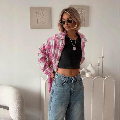 Tossy Casual Gedruckt Patchwork Shirts Top Weibliche Patchwork Revers Lose Kontrast Langarm Elegante Mantel Für Frauen Sommer Top