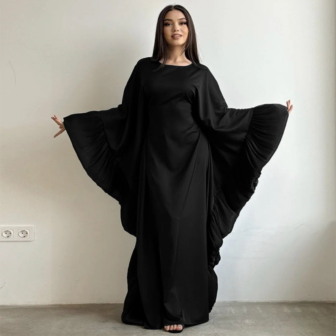 Ramadan Eid Kebaya Muslim Batwing Abaya Damen Dubai Luxury Abayas For Women Kaftan Satin Dress Islam Caftan Marocain Robe Femme.