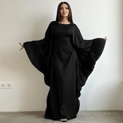 Ramadan Eid Kebaya Muslim Batwing Abaya Damen Dubai Luxury Abayas For Women Kaftan Satin Dress Islam Caftan Marocain Robe Femme.