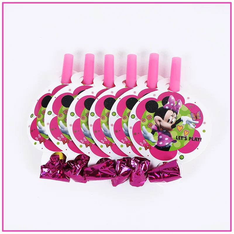 Disney Minnie Mouse Birthday Party Decoration Pink Minnie Paper Cups Plates Napkin Tablecloth Tableware Balloosn Baby Shower Kid.