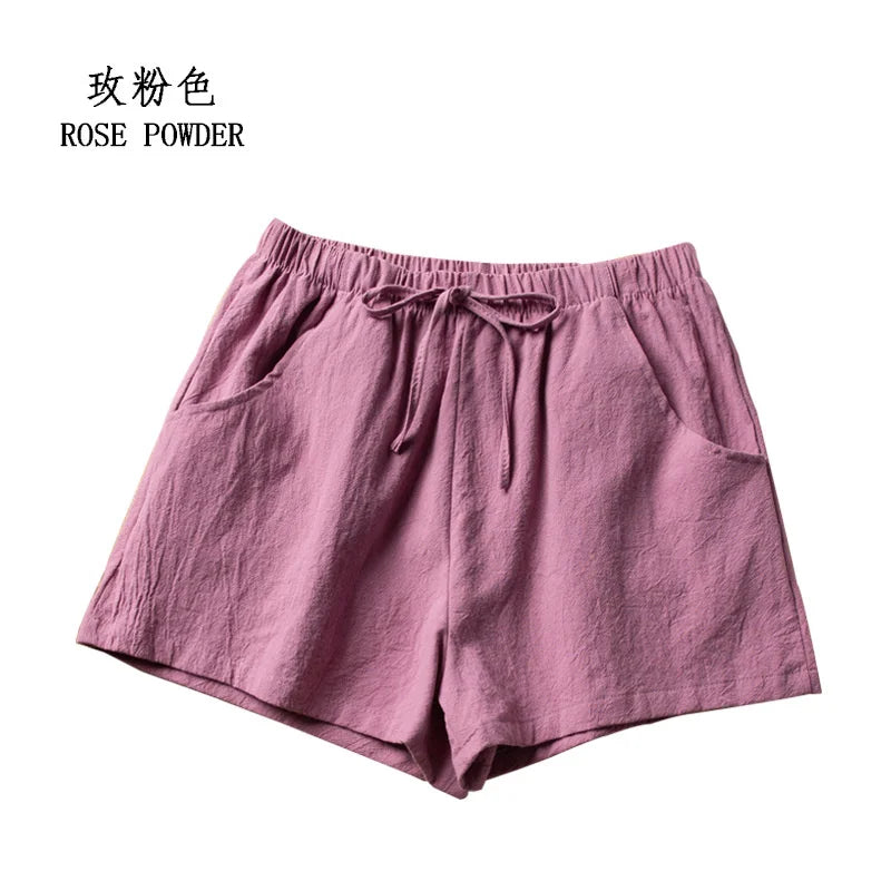 Summer Cotton Linen Shorts Women High Waist Oversize Shorts Short Pants Women Fashion Casual Sports Shorts Female S-XL