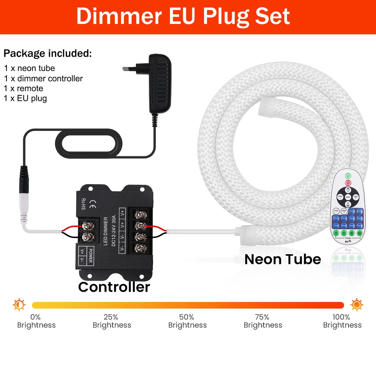 Dimmable LED Neon Tube 360 Degree Round Reticulate Flexible Silicone Tape 240LEDs Waterproof LED Strip Light 12V 24V.