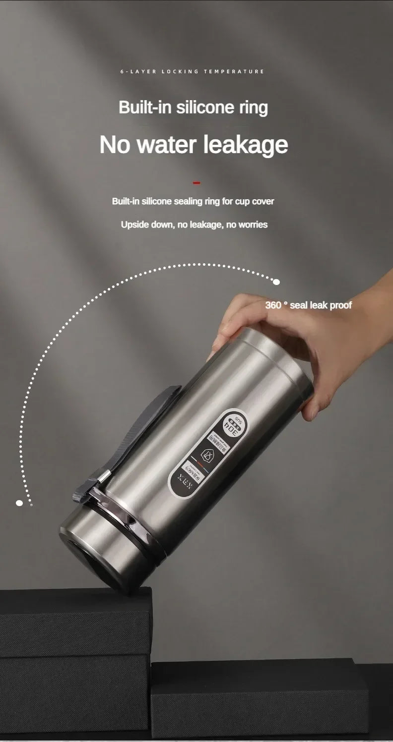 800ML-1L Stainless Steel Thermos Bottle 304 Tea Bottle Car Vacuum Bottle with LED Temperature Display Portable Drinking Cup.