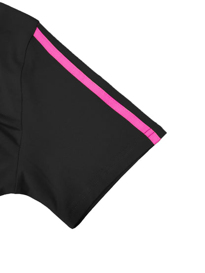 2025 Women's Summer Two-Piece Set Sportswear Short Sleeve Trousers Color Block Soft Fashion Basic Versatile Outfit.