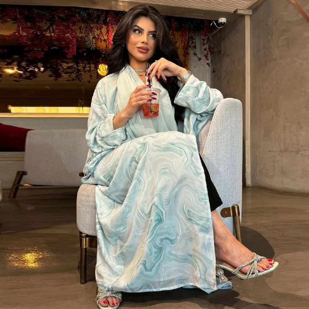 Ramadan Open Modest Kimono Abaya Damen Dubai Muslim With Hijab Islam Women Caftan Moroccan Kebaya Kaftan Robe Femme Musulmane.