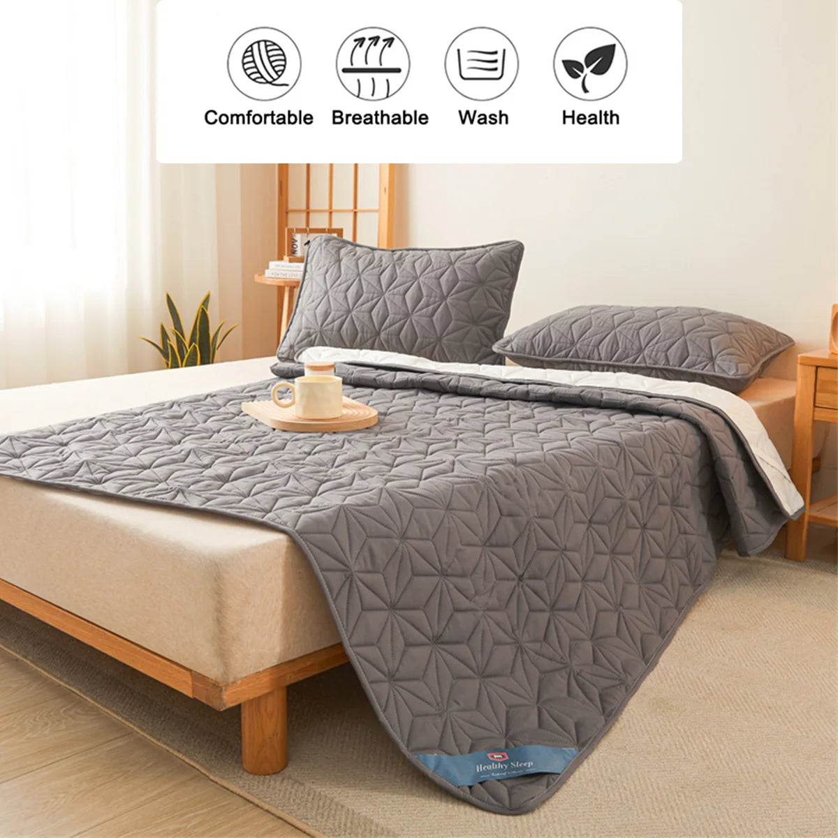 Waterproof Mattress Topper with Elastic Band Quilted Protector Pad Bedspread Winter Mattress Cover for Single/Double Bed 140/160.