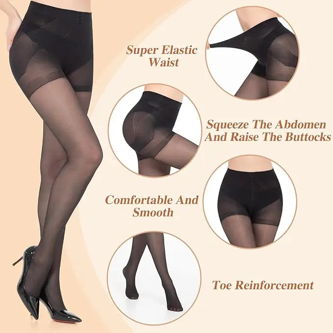 40D Sheer Tights Women 1 Pair Black Stockings Control Top Pantyhose with Run Resistant 2025 New Autumn Basic Tights