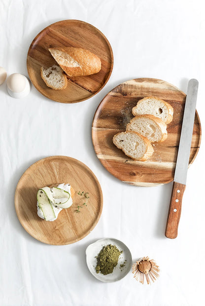 1pc Wooden plate Japanese Acacia Tray Household use Simplicity Desserts Bread Rotundity Tea tray Dim sum dish.