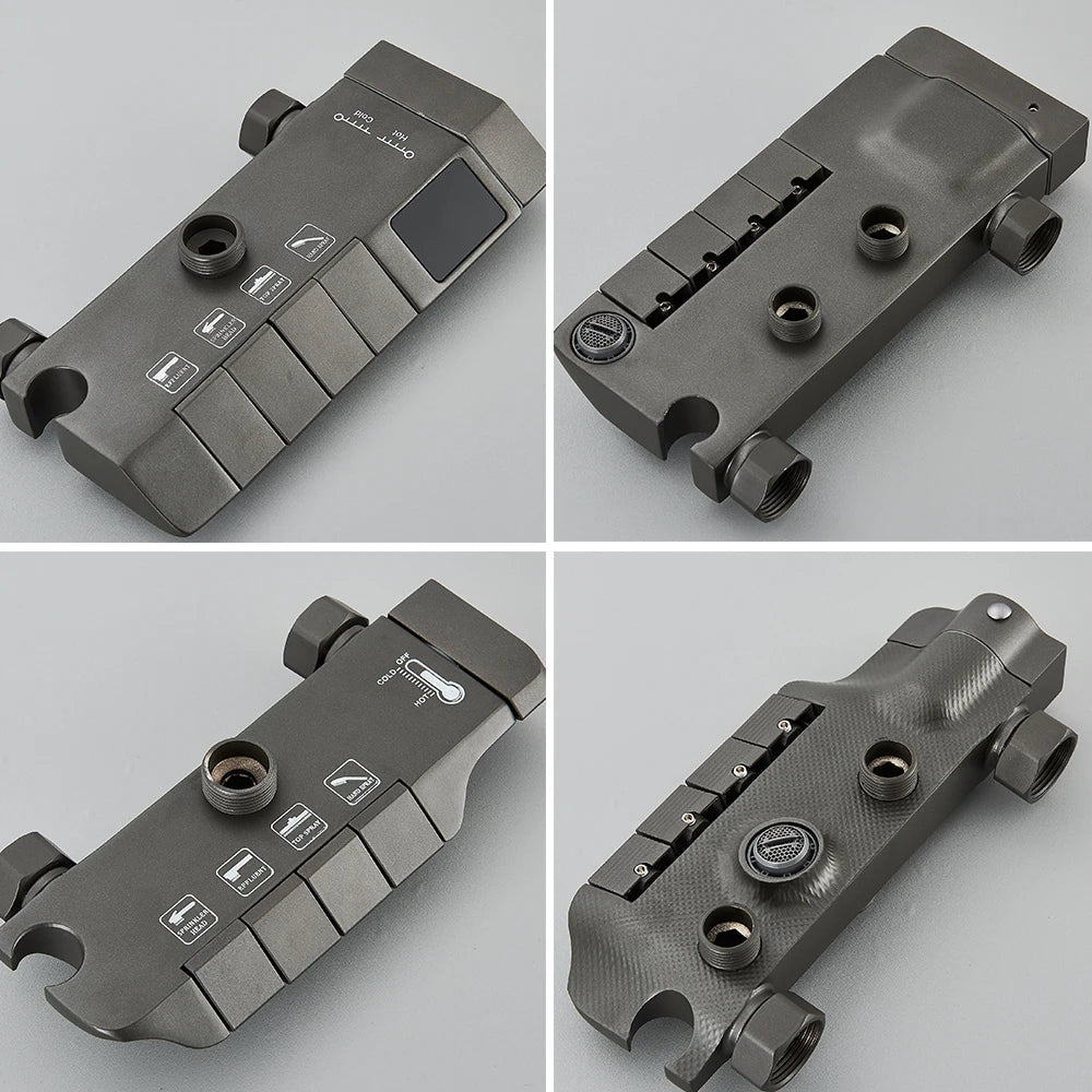 Rozin Black Smart Digital Display Shower Faucet Set Piano Style Rainlfall Bathroom System Grey Digital Mixer Tap Bidet Shower