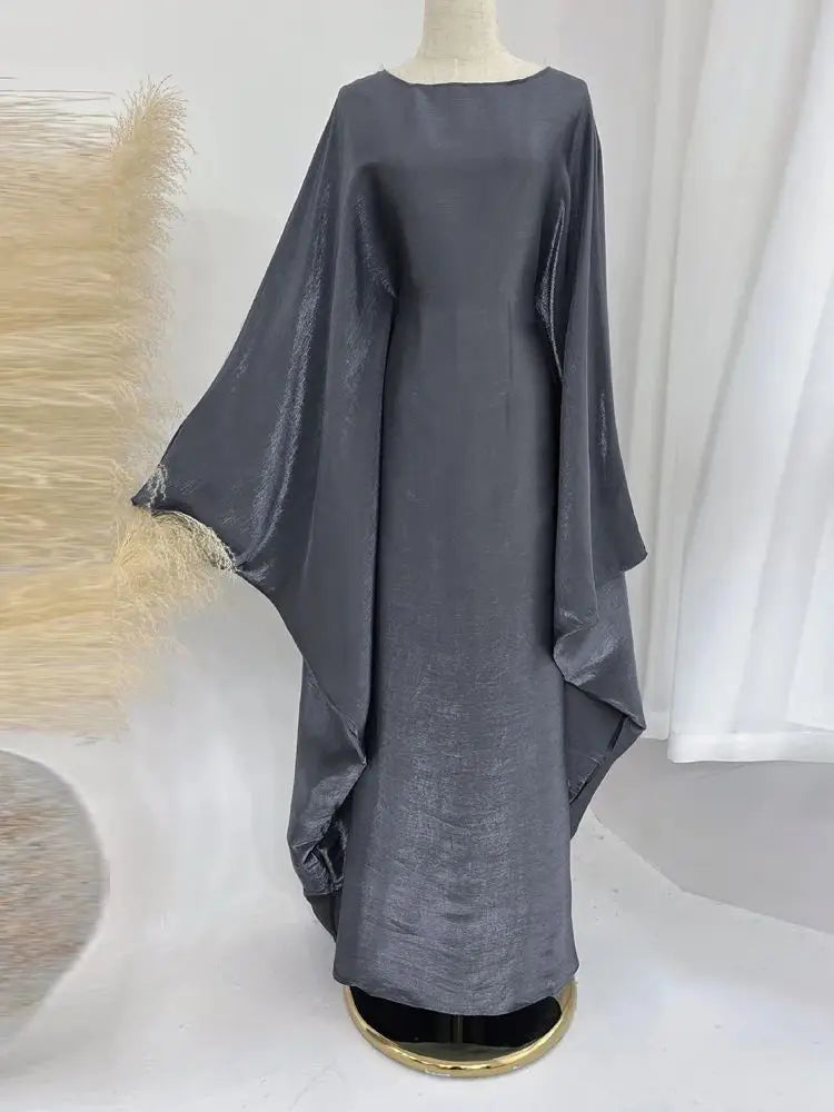 Ramadan Satin Abaya Islam Muslim Summer Batwing Sleeve Maxi Dress Kebaya Abayas For Women Kaftan Robe Musulmane Femme Vestidos
