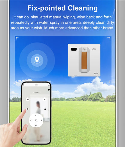 ABIR WD8 Robot Window Vacuum Cleaner,Dual Water Spray,Laser Sensor,Smart Home Glass Wall Wet Dry Cleaning ,APP&Remote Control.