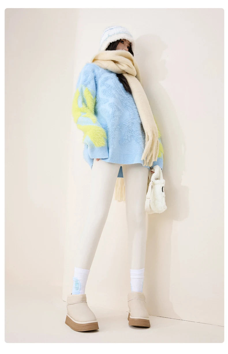 BIVIGAOS Autumn Winter High Waist Fleece Sharkskin Leggings Women Seamless Slim Tight-Fit Velvet Thickened Elastic Warm leggings