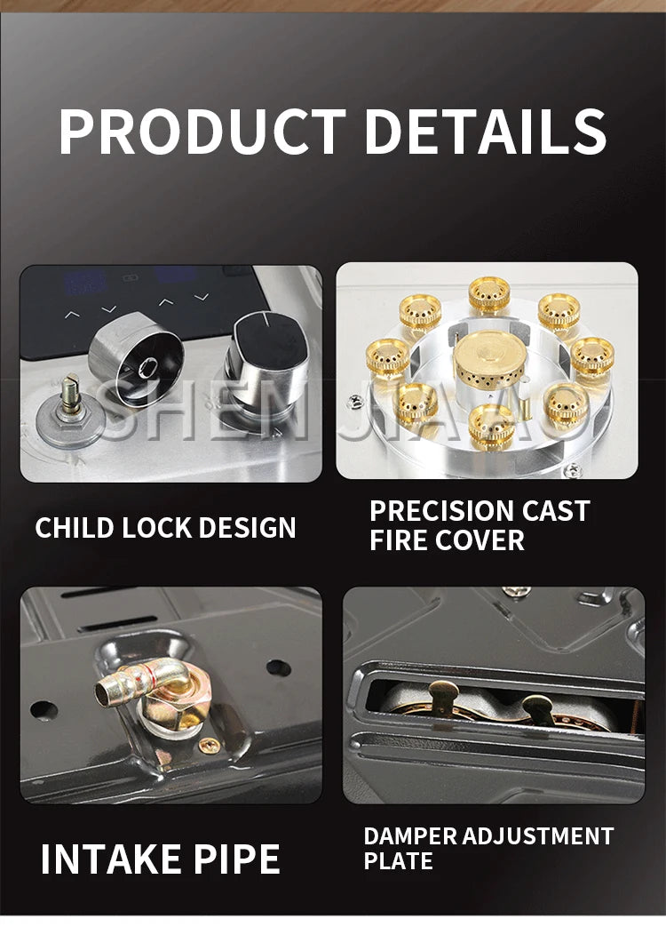 5KW Gas Stove Home Double Embedded Gas Stove Energy-saving Fierce Fire Stove Gas Cooktop Double hole gas stove.