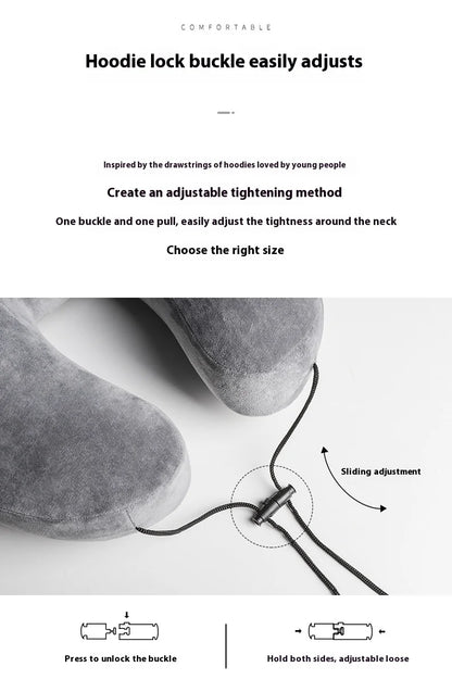 Outdoor U Shaped Memory Foam Neck Pillow Adjustable Portable Multifunctional Airplane Sleeping Support Massage Protection Pillow.