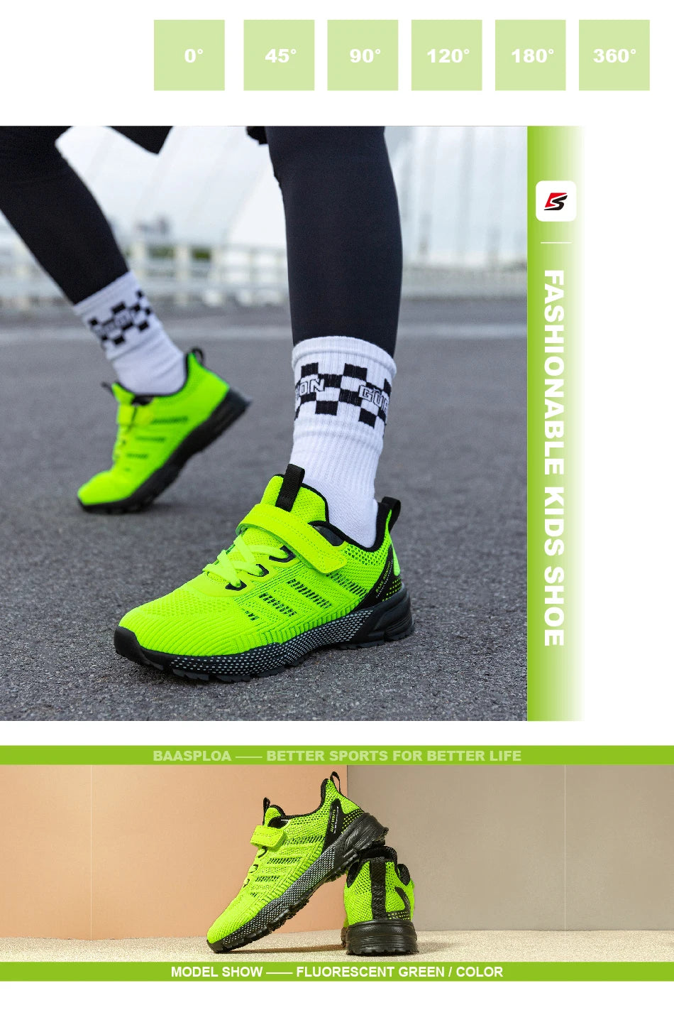 Baasploa Children Running Shoes Fashion Lightweight Boys Sport Sneakers Breathable Mesh Tenis School Shoes for Boys Kids Sneaker.