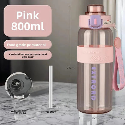 Large Capacity Plastic Straw Cup Simple Design Portable Sports Fitness Water Bottle for Students Outdoor Use Dedicated Personal