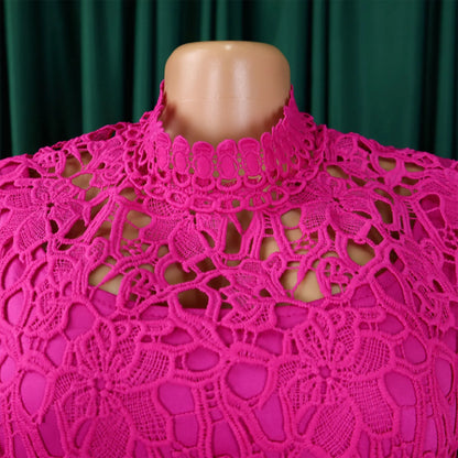 Elegant Jumpsuits & Rompers for Women O Neck Lace Patchwork Short Sleeve Sashes High Waisted Luxury Birthday Party Dinner Outfit.