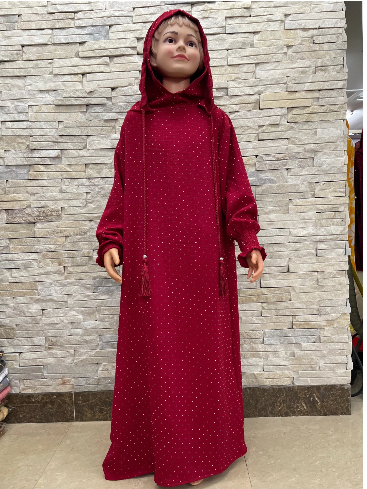Eid Kids Cotton Prayer Garment Dress Muslim Girls Long Khimar Hijab Turkey Abaya Dresses Islamic Dress Full Cover Robe Ramadan