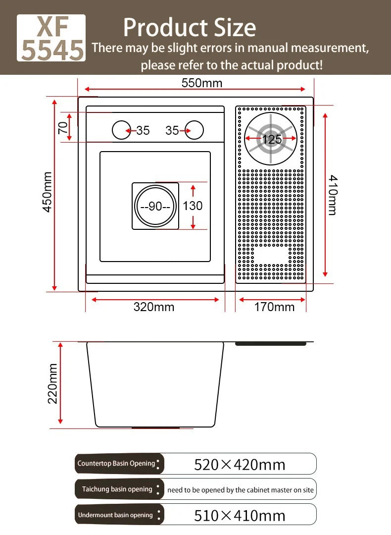 Hidden Cup Washer kitchen Sink Stainless Steel Small Bar Single Slot Washbasin Multifunctional With Cover Plate Dishwashing Pool