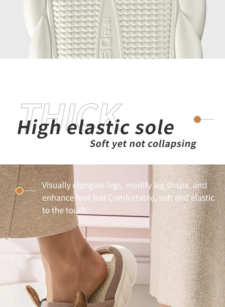 Shevalues Plush Cartoon Milk Cow Slippers Winter Women Slippers Furry Non-Slips Women Cotton Slides Couples Soft Cozy Flat Shoes