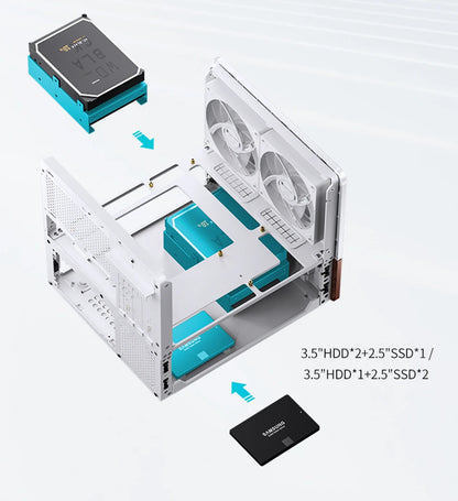 Jonsbo V12 Hyperbolic Glass PC Case MATX ITX Computer Case Seaview Room Desktop Case Mini Side Transparent Chassis 12cm Case Fan.