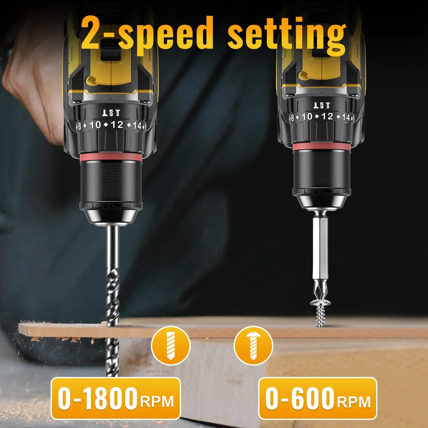 CONENTOOL 28+3 Drehmoment Elektrischer Bohrschrauber Bürstenloser kabelloser Akku-Bohrschrauber 2 Batterien Multifunktionales 27-teiliges Set