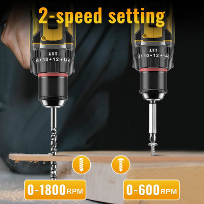 CONENTOOL 28+3 Drehmoment Elektrischer Bohrschrauber Bürstenloser kabelloser Akku-Bohrschrauber 2 Batterien Multifunktionales 27-teiliges Set