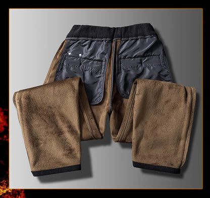 Khaki Black Gray Fleece Men's Corduroy Casual Pants Chenille Thick Stretch Business Trousers Mid-rise Brand Winter Thermal Pants.