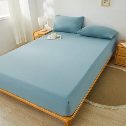 Brushed Mattress Cover Double/Queen Size Solid Color Fitted Sheet For Double Bed Anti-Mite 침대커버 200X220cm 매트리스커버 (No Pillowcase).