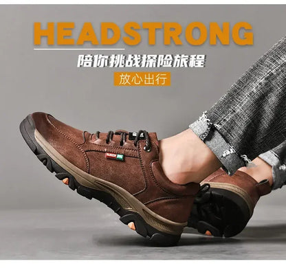 Non-slip Leather Men Hiking Shoes High Quality Man Casual Sneakers Comfortable Sport Shoes Breathable Retro Men Walking Sneakers.