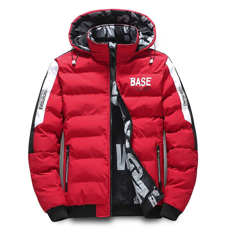 Double Sided Outerwear Men's New Cotton Padded Parkas Men Autumn Winter Jacket Brand Warm Comfortable Down Jacket Removable Hat.