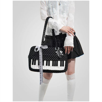 Fashion Polka Dot Ladies Piano Bag New Style Niche Underarm Shoulder Bag Sweet Personality Piano Backpack Women's Bag Square Bag