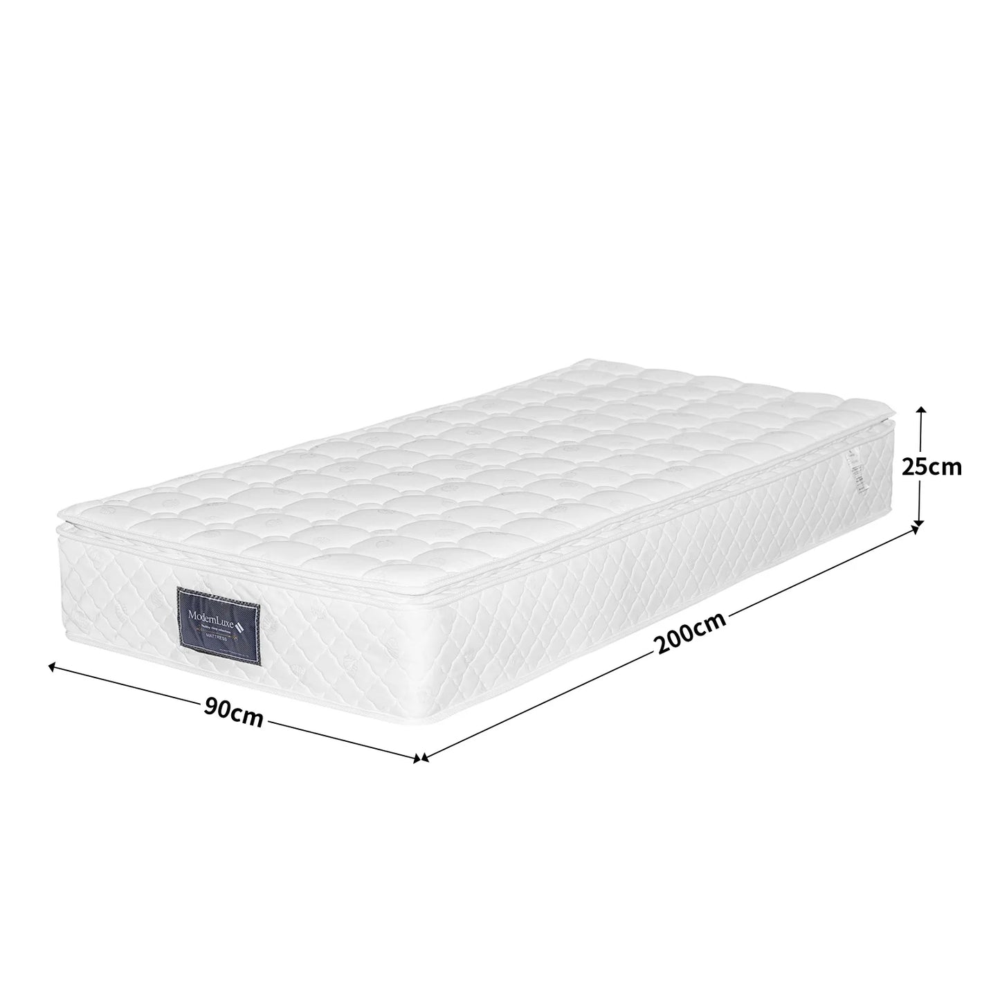 Fangange-Matratze, 90 x 200 cm, Federkernmatratze mit 7-Zonen-Kalschaummatratze, H3-Härteebene, 25 cm Höhe, hoher Rückprall, weiß