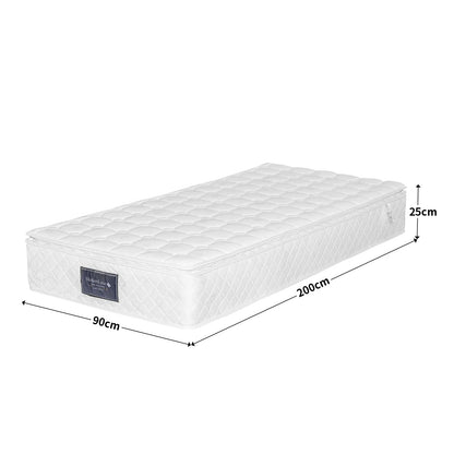 Fangange-Matratze, 90 x 200 cm, Federkernmatratze mit 7-Zonen-Kalschaummatratze, H3-Härteebene, 25 cm Höhe, hoher Rückprall, weiß