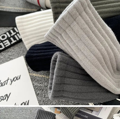 New 5 Pairs Cool Men Black White Warm Socks Set Autumn Winter Male Solid Color Sport Short Socks For Men Dropshipping.