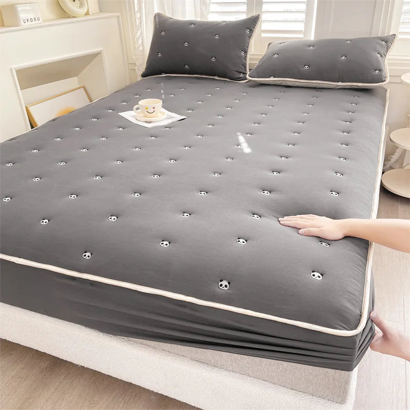 Thicken Mattress Cover 90x200 Fitted Sheets Queen Size Elastic Bedsheet Embroidered Bed Covers 매트리스커버 (Pillowcase need order).