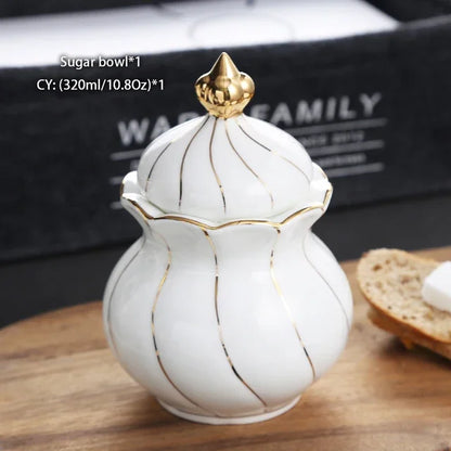 Gold Inlay Bone China Coffee Set Europe Porcelain Tea Ceramic Pot Creamer Sugar Bowl Teapot Cup Mug Coffeeware.