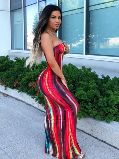 Sommer Lange Kleider Für Frauen Bodycon Brust Wrap Print Off Schulter Verband Schlank Sexy Kleid 2024 Neue Mode Party Vestidos.